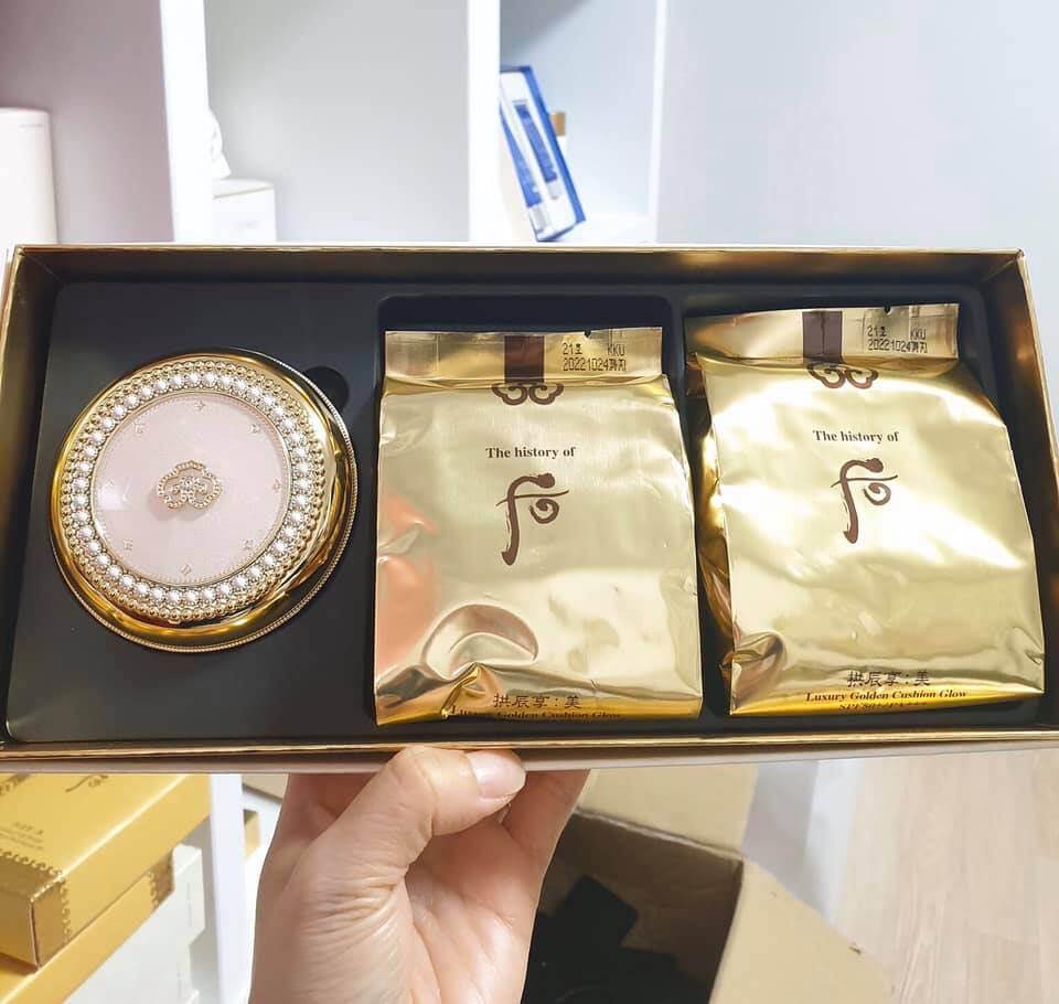 Cushion whoo vàng luxury golden cushion spf50+/pa+++ mẫu limited Phấn Nước trang điểm giúp che khuyết tốt chống nắng cso da siêu căng bóng