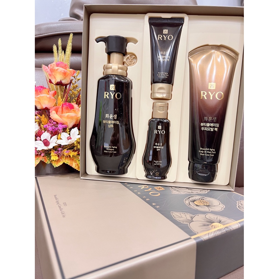 Set dầu gội và dầu xả chống rụng tóc Ryo Hwa Yunsaeng Beautiful Aging Shampoo Của Amore