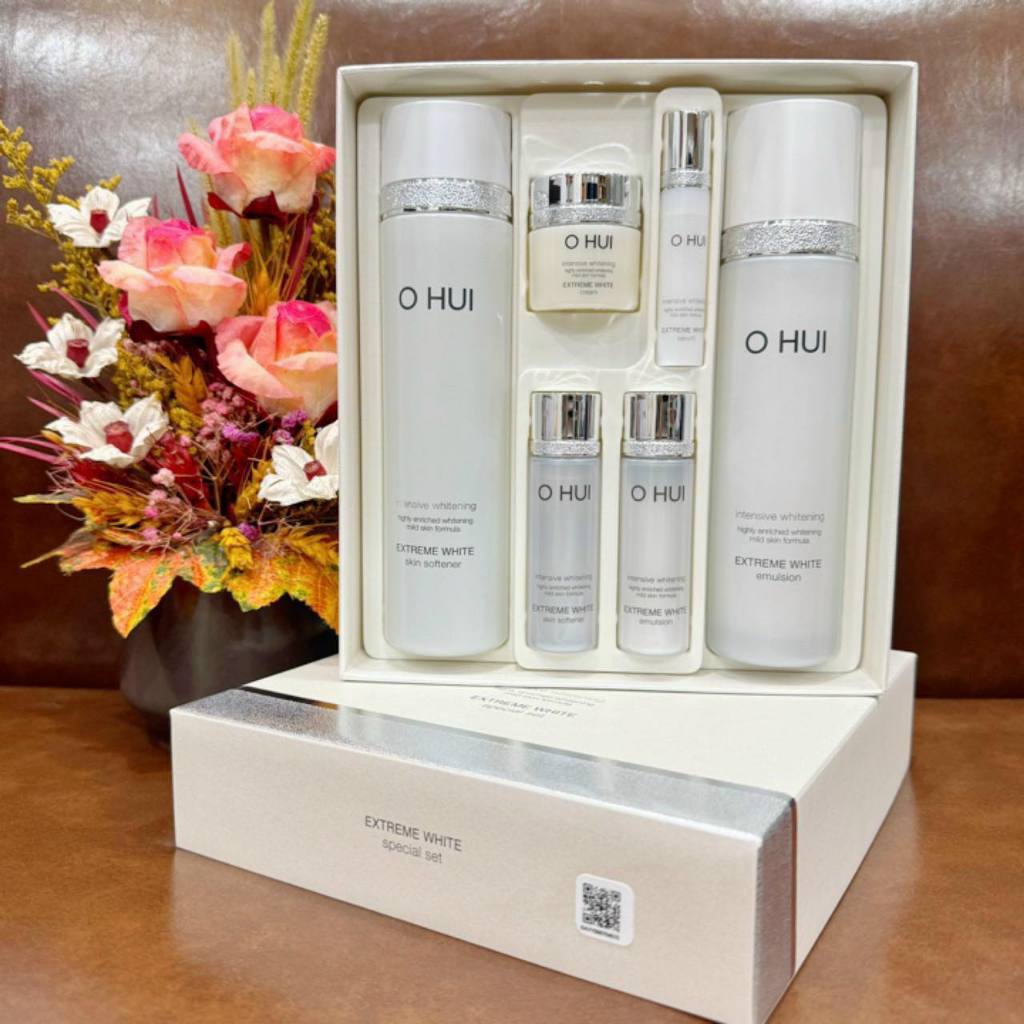 Sét Ohui Extreme White Special Set 5pcs Nước Hoa Hồng, Sữa Dưỡng Trắng Da,Giảm Nám, Chống Lão Hóa Giúp Căng Mướt Da